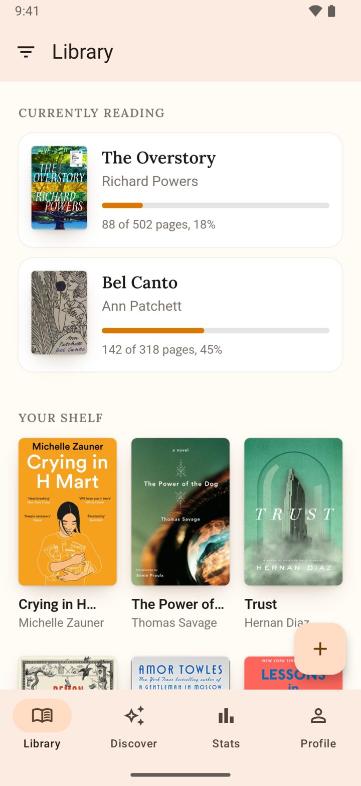 The same Shelf demo on Android, showing a native bottom navigation bar