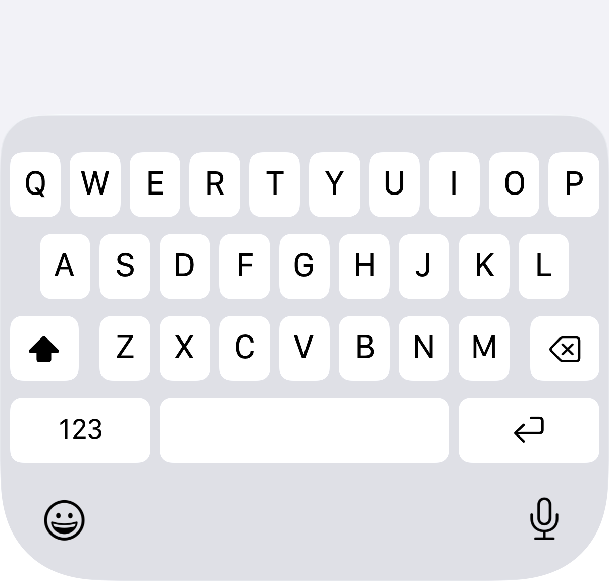 The same field with the keyboard directly beneath it, no toolbar