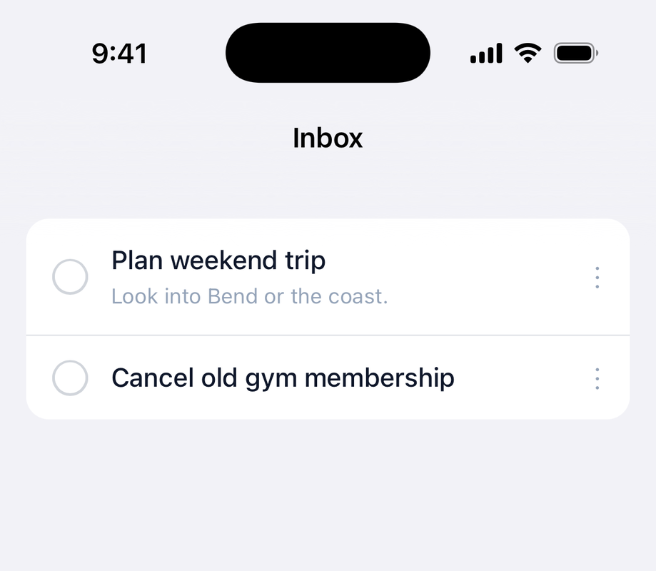 Todo list rows with vertical-ellipsis anchors on iOS