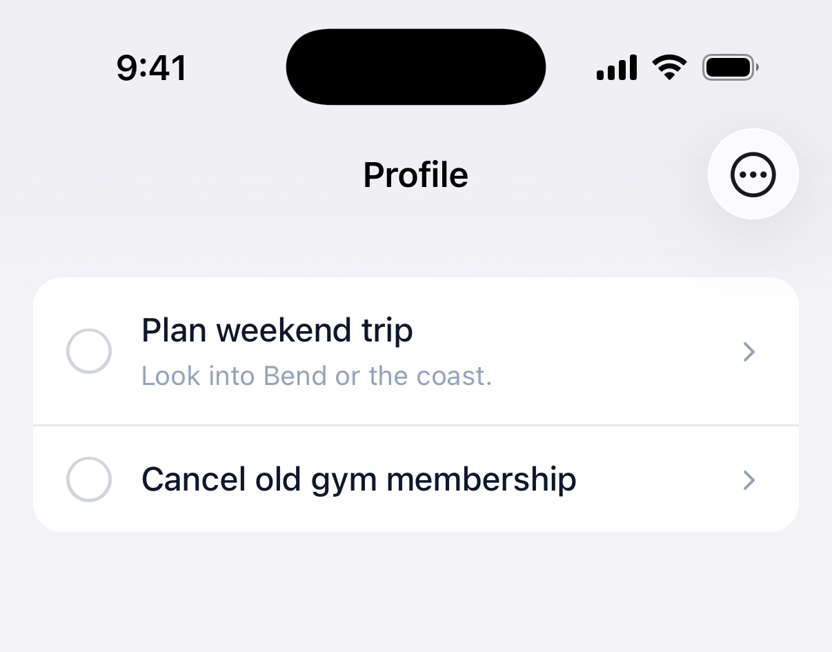 Navbar with an ellipsis menu button on iOS