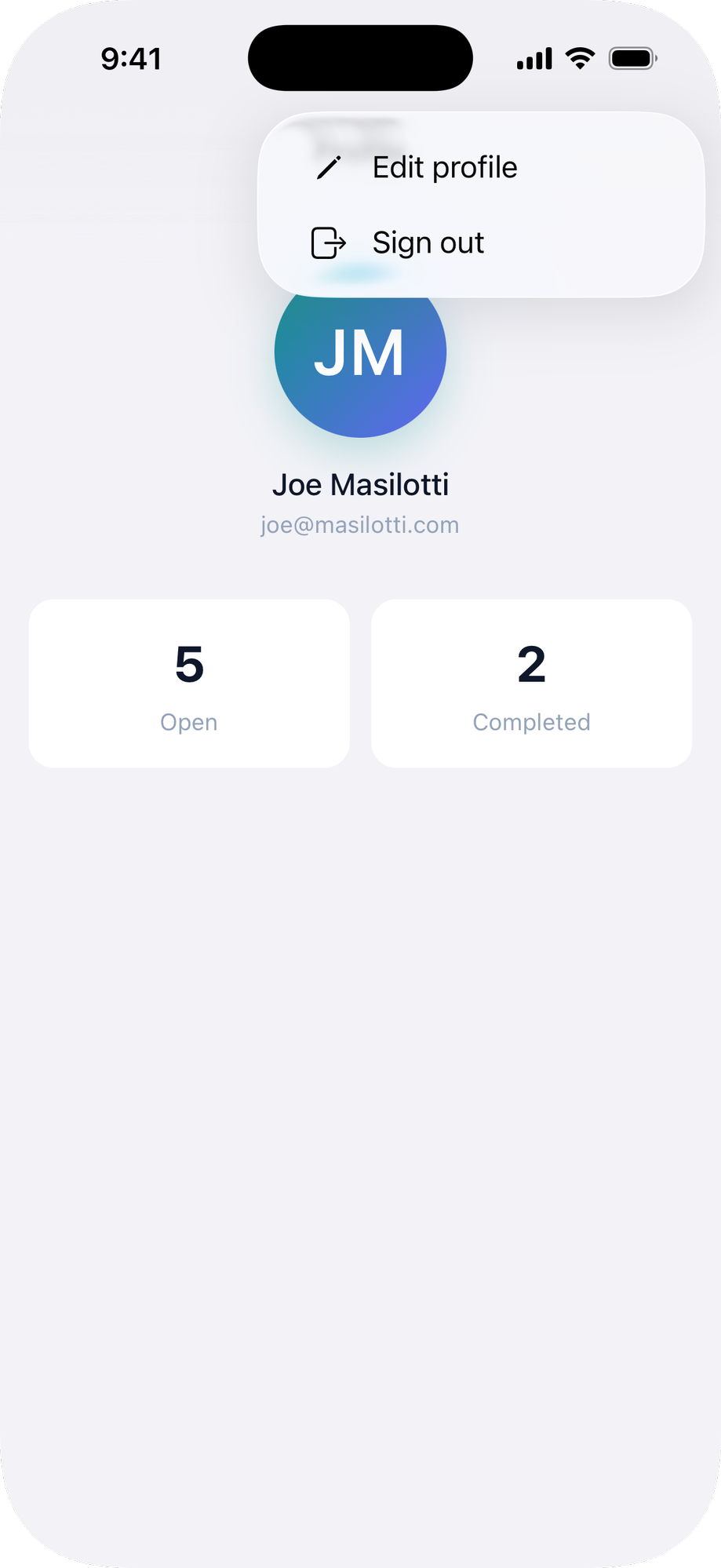Navbar menu open on iOS